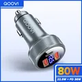 QOOVI 80W Car Charger USB Type C Dual Port USB Phone Charger PD Fast Charging For iPhone 13 Xiaomi