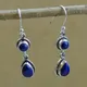 Vintage Bohemian Ethnic Style Water Drop Blue Amethyst stone Drop Earrings Women Dangle Hook