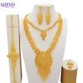 Indian Dubai Gold Color Jewelry Set For Women Bridal Long Necklace Set Nigerian Choker Necklace