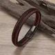 Punk Woven Leather Bracelet for Men High Quality Metal Magnetic Clasp Business Bracelet Fashion