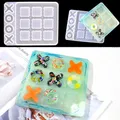 DM082 Handmade Tic Tac Toe Game OX Chess Board Resin Silicone Mold For Children's Table Games