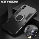 KEYSION Shockproof Armor Case For iPhone XR iPhone X Xs Xs Max Stand Holder Car Ring Phone Cover for