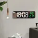 Large Mirror Screen LED Digital Wall Clock Time Temperature Humidity Display Electronic Alarm Clock