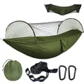 Double Camping Hammock with Mosquito Netting Pop-up Portable Hammock Ultralight Nylon Parachute