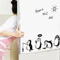 Cartoon Wall Stickers For Kids Rooms Have A Nice Day Penguin Stickers On The Wall Fridge Home Decor