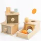 Kid Educational Toy Children Montessori Object Permanence Box Hammer Box Macaron Wooden Toys Coin