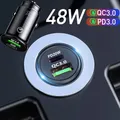 Dual USB Car Charger 48W Fast Charing USB C PD Car Cigarette Socket Lighter For iPhone Samsung
