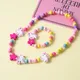 2pcs/Set Fashion Natural Wood Beads Jewelry Cute Animal Pattern Necklace Bracelet For Children Party