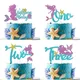 Mermaid Party Cake Topper Glitter Little Mermaid Number Cake Decoration For Kids 1 2 3 Year Birthday