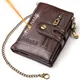 2021 New Men Wallets Name Customized PU Leather Short Card Holder Chain Men Purse High Quality Brand