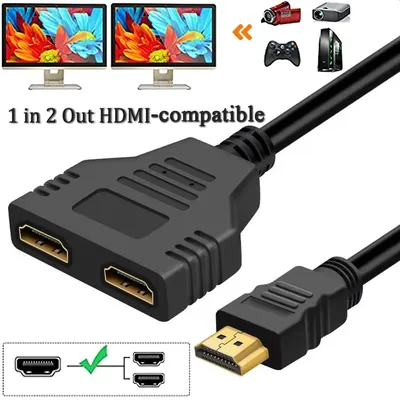 For HDMI Splitter Adapter Cable 1 Male To Dual HDMI-compatible 2 Way Female 4K 3D Y Splitter Cable for Laptop TV Monitor 1080P
