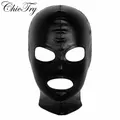 Unisex Women Mens Cosplay Face Mask Latex Shiny Metallic Open Eyes and Mouth Headgear Full Face Mask