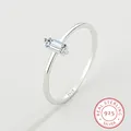 2022 NEW Exquisite Rectangle Rings for Women Diamond Cubic Zircon Pure 925 Sterling Silver Fine