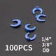 100Pcs 1/4" 3/8"OD Tube PE Pipe Fitting Blue Clip C-ring Hose Quick Connector Aquarium RO Water