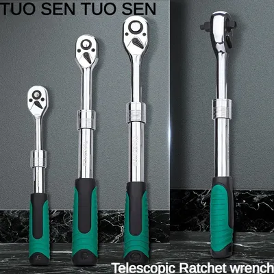 Telescopic socket ratchet wrench for automotive repair adjustable head ratchet set 72 tooth quick