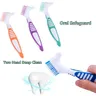 Denture Cleaning Brush Bristles & Ergonomic Rubber Handle Multi-Layered Bristles False Teeth Brush