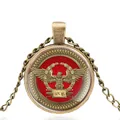 New Arrival Vintage SPQR Roman Empire Design Bronze Glass Dome Charm Pendant Necklace Jewelry Men