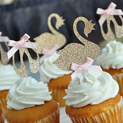 Swan Lake Cupcake Toppers Ballerina Cupcake Toppers Swan Cupcake Toppers Birthday Party Supplies
