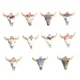 8Seasons Zinc Alloy Charms Cow Animal Charms Gold Color Multicolor Enamel Pendants Bohemian DIY