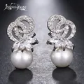 2018 Classic Marquise Zircon Hang Simulated Pearl Wedding Drop Earrings For Women Luxury Crystal