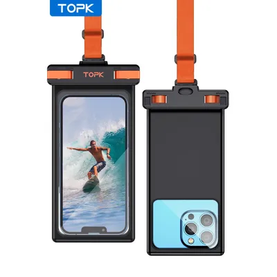 TOPK Waterproof Phone Pouch,[Underwater Screen Touchable] IPX8 Waterproof Phone Case Compatible for Mobile Phone Up to 7.0 inch