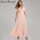 Sexy Pink Chiffon tulle Maxi Summer Dress Women Casual vintage Long Bridesmaid Prom Dresses club