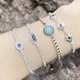 FLOLA Silver Color Turkish Eye Bracelets for Women Girls Tennis Bracelets CZ Crystal Lucky Amulet