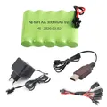 6V AA NIMH Battery with Charger cable For Rc toy Car Boat tank Robot Truck Gun parts Electric toy