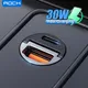 ROCK 30W USB Type C Car Charger For iPhone 15 Pro Max QC3.0 PD3.0 Mini Metal Dual USB Fast Charging