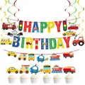 DIY Happy Birthday Banner Airplane Car Vehicle Pull Flag Traffic Light Baby Shower Children Flower