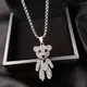 Fashion Bear Necklace For Women ExquisiteCrystal Lovely Animal Bear Pendant Jewelry Bead Chain