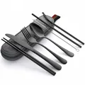 8Pcs/set Tableware Reusable Travel Cutlery Set Camp Utensils Set with stainless steel Spoon Fork