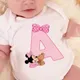 Cute Baby Custom Name Letter Combination Printing Bodysuit Minnie Mouse Letter Font A B C D E F G