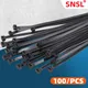 100PCS Self-locking Cable Ties 3*100/4*150/5*200 Black Plastic Flange Cable Buckles Zipper Ties