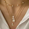 Peri'sBox Natural Sea Shell Letter Necklace Thin Chain Initial Necklaces for Women Dainty Pearl