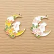 10pcs Moon Rabbit Charm for Jewelry Making Enamel Pendant Diy Accessories Zinc Alloy Gold Plated