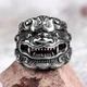 Stainless Steel Men Rings Chinese Style God Beast Kirin Amulet Punk Rock for Male Boyfriend Jewelry