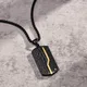 Vnox Men's Iced Out Dog Tag Necklaces Rock Punk Black and Gold Color Stainless Steel Geometric
