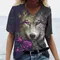 2024 New Fashion Ladies T-Shirts Summer Apparel Wolf Graphic 3d T Shirt Tees Women's Short Sleeve