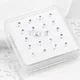 20Pcs/Box Straight Pin Nose Stud With 1/2/3mm Crystal Nose Piercing Body Jewelry Nose Studs Rings