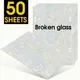 50 Sheets Broken Glass Hologram Cold Lamination Film Sticker A4 Sheets Star Shiny Dots DIY Package