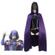 New Teen Titans Super Hero Raven Cosplay Costume Women Black Bodysuit Purple Hooded Cloak Jumpsuits