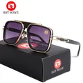 HOT WAVE Blue Mirror Sunglasses Men UV Ray Lense Eyewear Vintage Fashion Square Men's Sun Glasses