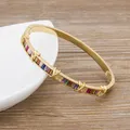 Fashion Jewelry Bangle Bracelets Copper Cubic Zirconia Crystal Rhinestone Cuff Bangle For Female