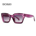 SO&EI Fashion Cat Eye Sunglasses Women Brand Designer Retro Square Blue Purple Eyewear Female Nails