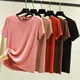 Modal O-Neck T-shirt Short sleeves Lady Summer Casual Basic Tshirt Solid color Loose Tee Tops