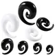 PAIR Acrylic Black&White Spiral Ear Taper Gauges Stretching Ear Plug Tunnel Ear Expander Piercing