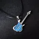 Rinhoo Trendy Leather Chain Guitar Necklace For Men Punk Rock Music Jewelry Gift Stainless Steel