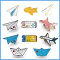 Cartoon Childhood Memory Enamel Pins airplane Boat Brooch Backpack Clothes Button Badge aircraft