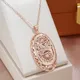 New 585 Rose Gold Necklaces for Women Vitality Plant Retro Texture Big Pendant Charm Long Chain Lady